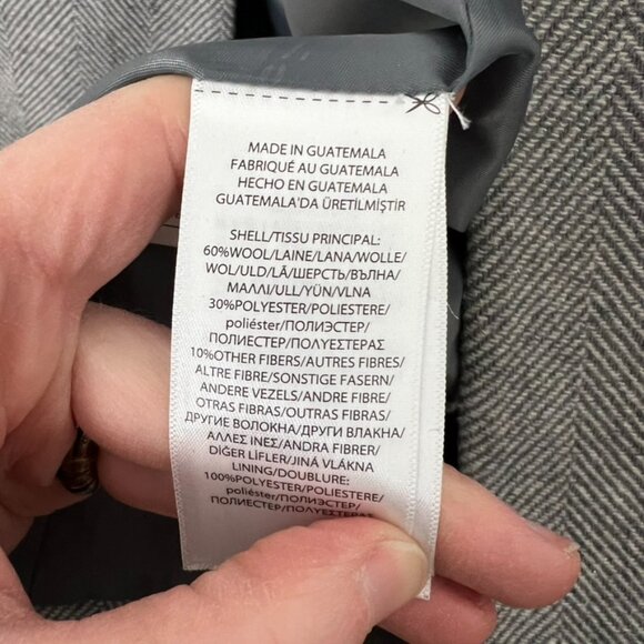 Lauren Ralph Lauren Gray Wool Blend Herringbone Coat Size 4 - Picture 3 of 5